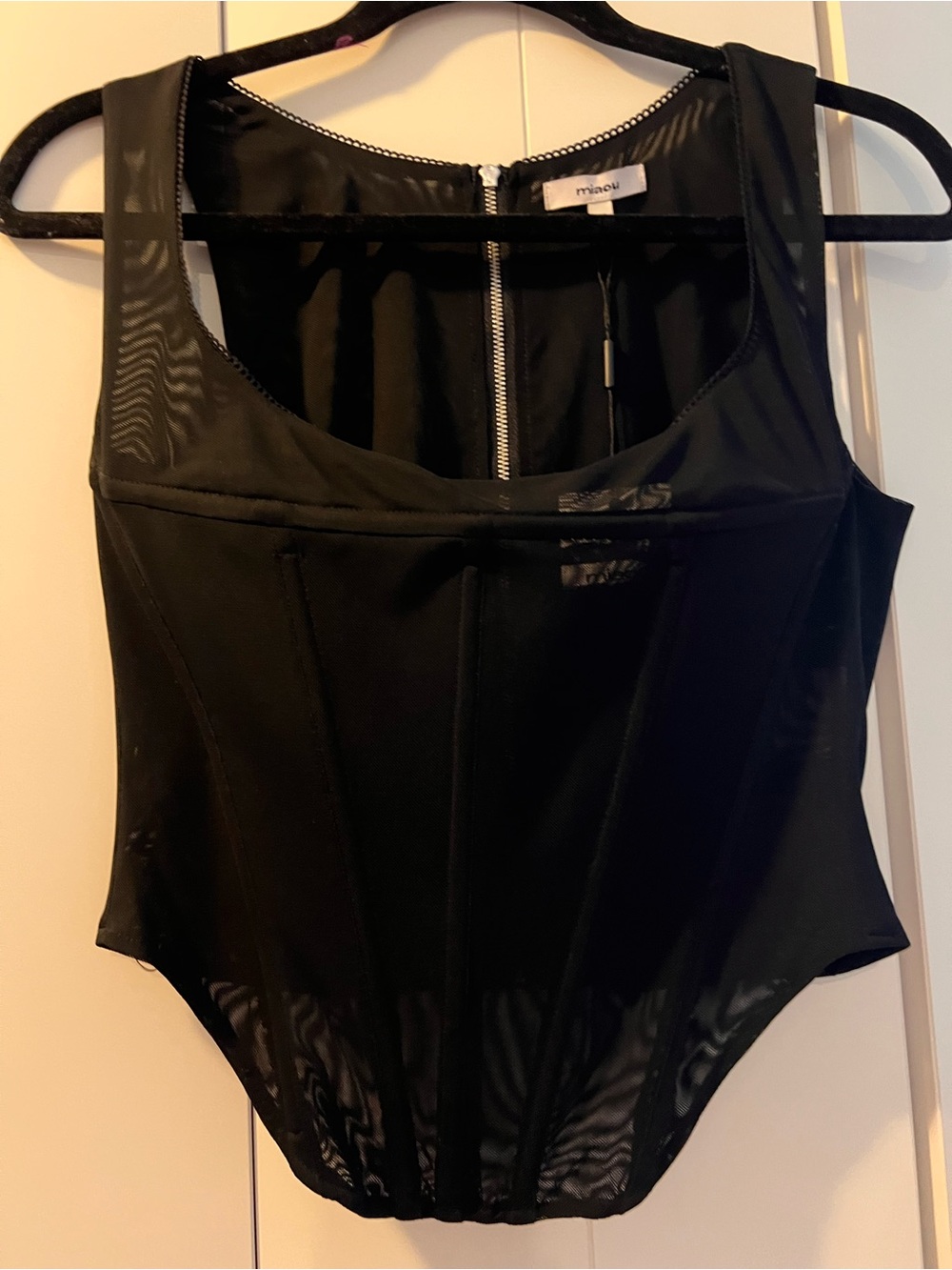 NWT Miami Black Semi Sheer Corset Top, M